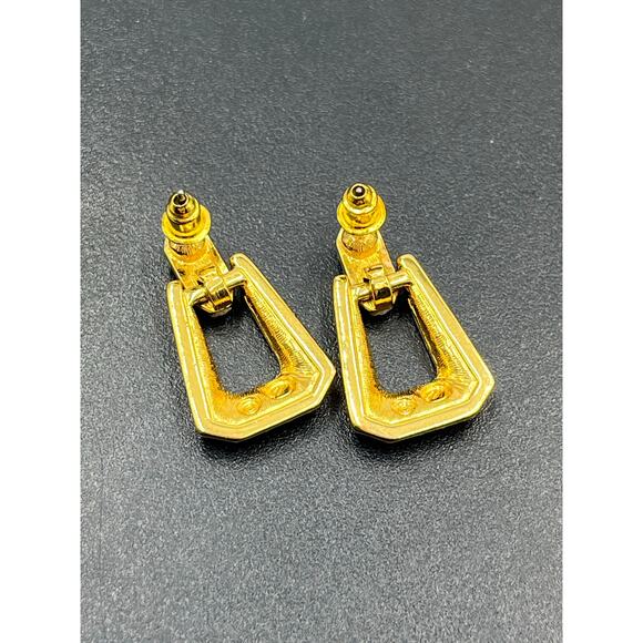 SWAROVSKI SAL Genuine Crystal Black Enamel Pierced Dangle Earrings DoorKnocker - Picture 4 of 8